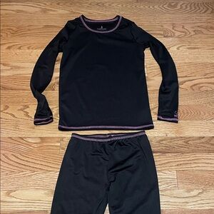 Cuddl Duds Black and Pink Kids Base Layer Set